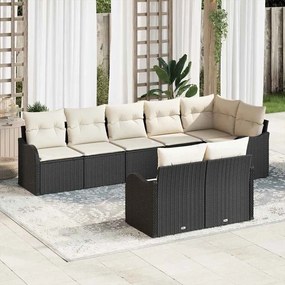 vidaXL Σετ Καναπέ Κήπου 8 pcs Μαύρο και Λευκό συνθετικό ρατάν