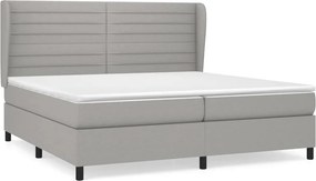 vidaXL Κρεβάτι Boxspring με Στρώμα Ανοιχτό Γκρι 200x200 εκ. Υφασμάτινο