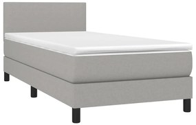vidaXL Κρεβάτι Boxspring με Στρώμα &amp; LED Αν.Γκρι 100x200 εκ Υφασμάτινο