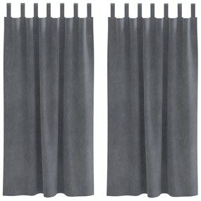 vidaXL Curtains blackout  με βρόχους κρεμάσματος 2 τεμάχια Σούπερ ανοιχτό γκρι βελούδο