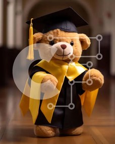 Intra Συλλεκτικό Ξύλινο Παζλ Plywood 4mm - Teddy Bear με φόρεμα αποφοίτησης και καπέλο Σε Ξύλινο Κουτί - Διαστάσεις Puzzle: 10x10 cm – 25 κομμάτια