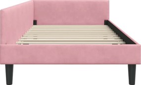vidaXL Κρεβάτι Γωνίας Ροζ 90 x 190 cm Βελούδο