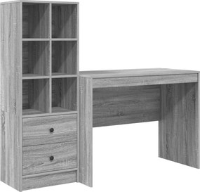 vidaXL Γραφείο με συρτάρι 2 pcs Γκρίζο Σονομα