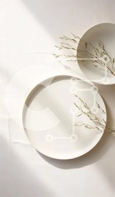 Intra Συλλεκτικό Ξύλινο Παζλ Plywood  4mm - Λευκά Πιάτα με Κλαδιά - Ορεκτικό ή Σνακ Σε Ξύλινο Κουτί - Διαστάσεις: 10x10 cm – 25 κομμάτια
