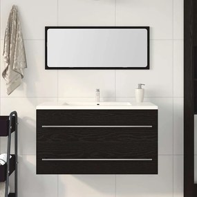 vidaXL Ντουλάπι Νεροχύτη με συρτάρι Μαύρη Οξυά 90 x 45 x 1.5 εκ.