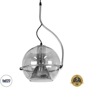 Κρεμαστό Φωτιστικό Οροφής Γυάλινο E27 GLASSO Globostar-60928-Νίκελ Ματ 60928