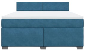 Κρεβάτι Boxspring με Στρώμα Μπλε 180x200 εκ. Βελούδινο - Μπλε