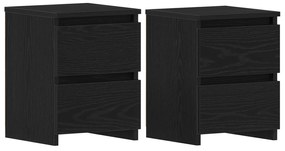 vidaXL Κομοδίνα με Συρτάρια 2 τεμ Μαύρη Δρυς 30x30x40 εκ