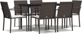 vidaXL Σετ Τραπεζαρίας Κήπου 7 τεμ. Συνθ. Ρατάν / Ατσάλι με Μαξιλάρια