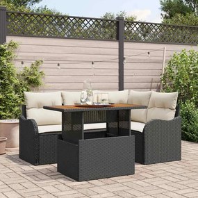 vidaXL Σετ Καναπέ Κήπου 5 pcs Μαύρο και κρεμ 100 x 55 x 73 εκ