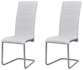 Καρέκλες Τραπεζαρίας «Πρόβολος» 2 τεμ. Λευκές Συνθετικό Δέρμα