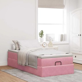 VidaXL Οθωμανικό κρεβάτι με στρώμα ροζ 80x200cm Velvet