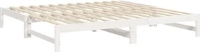 vidaXL Καναπές Κρεβάτι Συρόμενος Λευκός 2x(100x200) εκ. Μασίφ Πεύκο