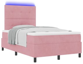 vidaXL κρεβάτι με στρώμα και LED  Ροζ 120x200 εκ. Βελούδο