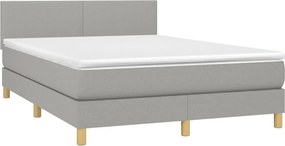 vidaXL Κρεβάτι Boxspring με Στρώμα &amp; LED Αν.Γκρι 140x200 εκ Υφασμάτινο
