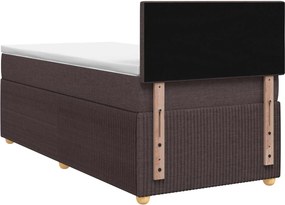 vidaXL Κρεβάτι box spring με στρώμα Σκούρο Καφέ 80 x 200 cm Ύφασμα