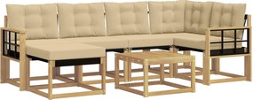 vidaXL Σειρά Καναπέ Εξωτερικού με μαξιλάρι 7 pcs Λευκό και Μπεζ