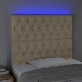 Κεφαλάρι Κρεβατιού LED Κρεμ 90x7x118/128εκ. Υφασμάτινο - Κρεμ