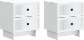 vidaXL Κομοδίνο 2 τμχ. Λευκό 43 x 34,5 x 47,5 εκ Επεξεργασμένο Ξύλο