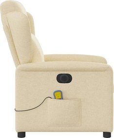 vidaXL Πολυθρόνα Μασάζ Ανακλινόμενη Ηλεκτρική Κρεμ Υφασμάτινη