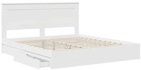 vidaXL Κρεβάτι Αποθήκης Λευκό 200 x 200 cm Επεξεργασμένο ξύλο