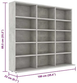 vidaXL Έπιπλο για CD Γκρι του Σκυροδέματος 100x23x89,5 εκ. Επεξ. Ξύλο