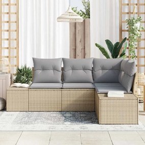 vidaXL Σετ Κήπου 4 Τεμαχίων με Μαξιλάρια σε Μπεζ Χρώμα