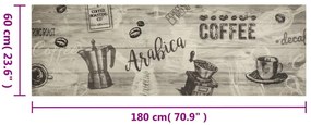 Χαλί Κουζίνας Πλενόμενο Γκρι Επιγρ. Coffee 60x180 εκ. Βελούδο - Γκρι