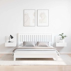 vidaXL Κομοδίνο 2 pcs Λευκό 42 x 32.5 x 40 εκ Μασίφ ξύλο πεύκου