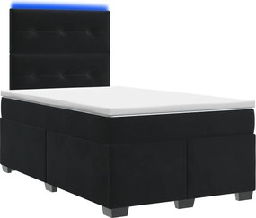 vidaXL Κρεβάτι box spring με στρώμα Μαύρο 120 x 200 cm Βελούδο