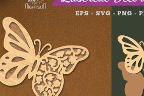 Σετ των 2 Intra απο ξύλο plywood 3mm-4mm πάχος Διακόσμηση κοπής με λέιζερ πεταλούδας 3 Δίασταση 15x15 cm INTRAFABR-112908772