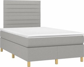 vidaXL Κρεβάτι Boxspring με Στρώμα Ανοιχτό Γκρι 120x190 εκ. Υφασμάτινο