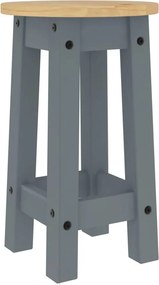 vidaXL Σκαμπό Μπαρ 2 τεμ. Γκρι από Μασίφ Ξύλο Πεύκου