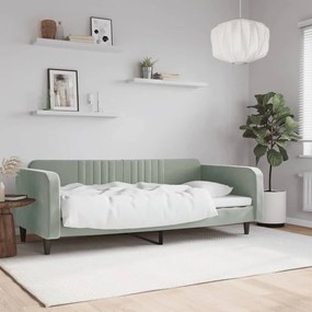 Καναπές Κρεβάτι Ανοιχτό Γκρι 90 x 200 εκ. Βελούδινος - Γκρι