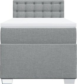 vidaXL Κρεβάτι Boxspring με Στρώμα Ανοιχτό Γκρι 80x200 εκ. Υφασμάτινο