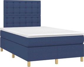 vidaXL Κρεβάτι Boxspring με Στρώμα Μπλε 120x190 εκ. Υφασμάτινο