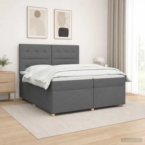 vidaXL Κρεβάτι box spring με στρώμα Σκούρο Γκρι 200 x 200 cm Ύφασμα