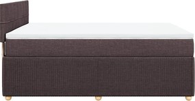 vidaXL Κρεβάτι Boxspring με Στρώμα Σκούρο Καφέ 140x190 εκ. Υφασμάτινο
