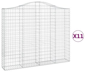 vidaXL Συρματοκιβώτια Τοξωτά 11 τεμ. 200x30x160/180 εκ. Γαλβαν. Ατσάλι