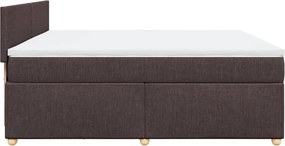 vidaXL Κρεβάτι Boxspring με Στρώμα Σκούρο Καφέ 200x200 εκ. Υφασμάτινο