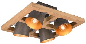 Φωτιστικό Οροφής - Πλαφονιέρα Bell 601900467 4xE14 25W 39x39x19,8cm Antique Trio Lighting Metal,Wood