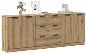vidaXL Μπουφές 3 τμχ Δρυς τεχνίτης 60x30x70 cm Επεξεργασμένο ξύλο