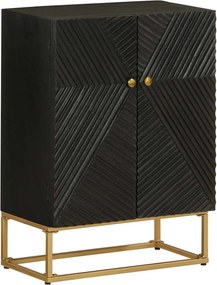 vidaXL Ντουλάπι Μαύρο 55x30x76 εκ. από Μασίφ Ξύλο Μάνγκο και Σίδηρο