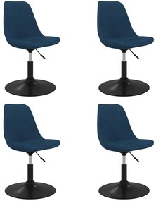 Καρέκλες Τραπεζαρίας Περιστρεφόμενες 4 τεμ. Μπλε Βελούδινες - Μπλε