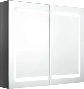 vidaXL Καθρέφτης Μπάνιου με Ντουλάπι &amp; LED Λαμπερό Γκρι 80x12x68 εκ.