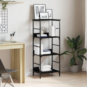 vidaXL Βιβλιοθήκη Μαύρη Βελανιδιά 50x33x117,5 εκ. Επεξεργασμένο ξύλο και Χάλυβας