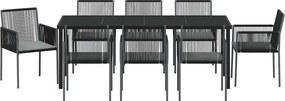 vidaXL Σέτ φαγητού για κήπο 9 pcs Μαύρο Ράτα PE