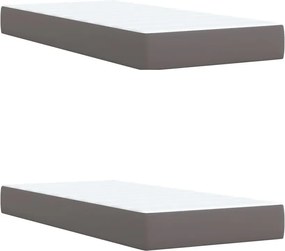 vidaXL Κρεβάτι Boxspring με Στρώμα Γκρι 200x200 εκ. Συνθετικό Δέρμα