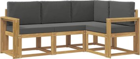 vidaXL Σειρά Καναπέ Εξωτερικού με μαξιλάρι 4 pcs Άσπρο και Ανθρακί