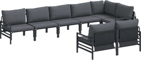 vidaXL Σετ Καναπέ Κήπου με μαξιλάρι 8 pcs Μαύρο Ατσάλι
